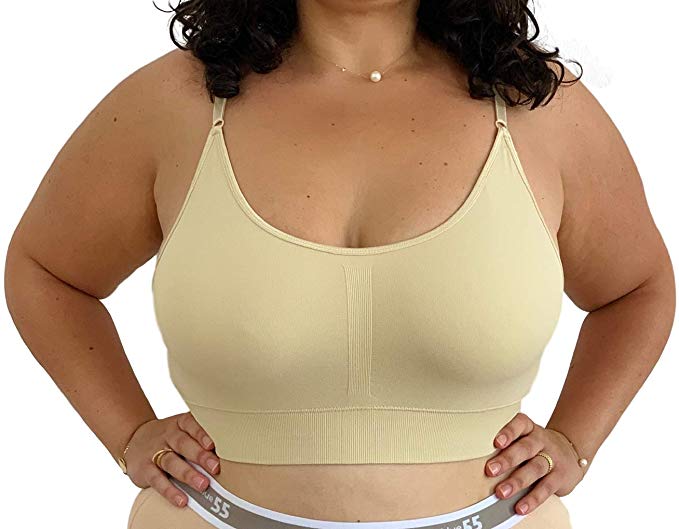 Plus Size Women Solid Color Wireless Back Closure Seamless Bras