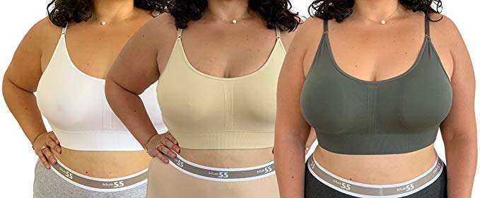  Wireless Bras for Women Summer Cute Backless Solid Bra Casual  Sexy Lingerie Plus Size Deep V Neck Lace Underwear Blue : Sports & Outdoors